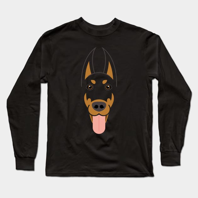 Doberman Pinscher dog face Long Sleeve T-Shirt by ShirtBricks